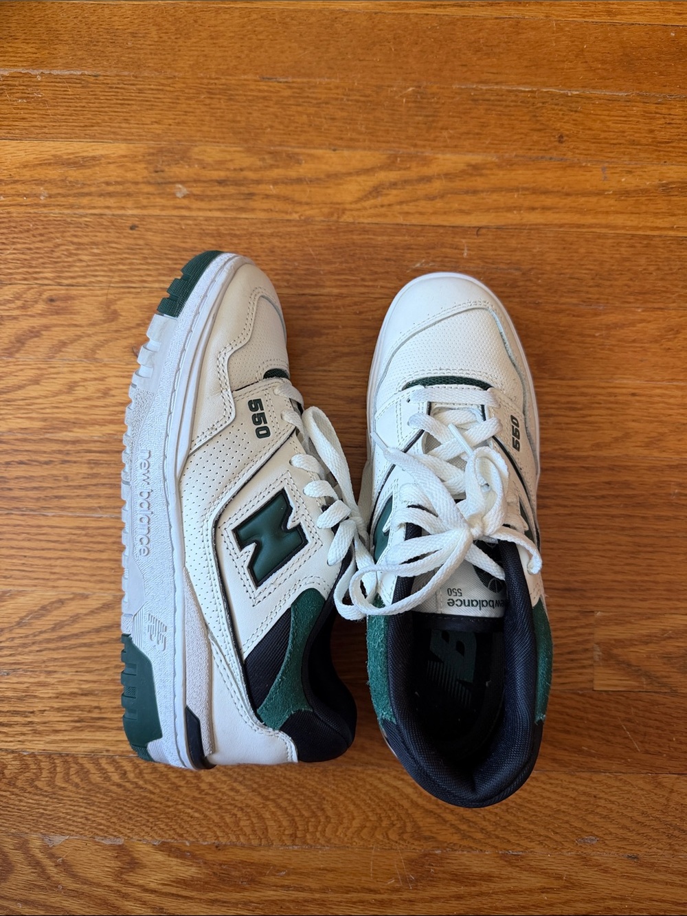 New Balance White & Green 550 Style Sneakers